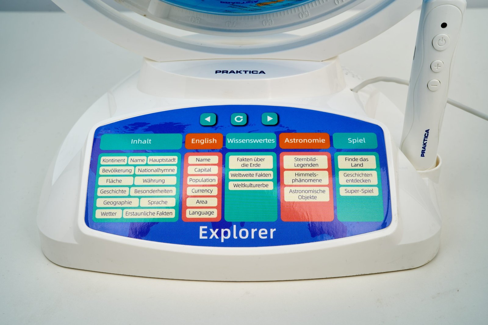 Bedienfeld des Praktica Explorer AR Globus